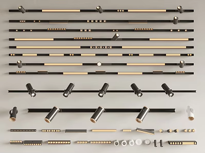 Various Modern Recessed and Spotlights With Metal Finish And Installation Accessories 3d model