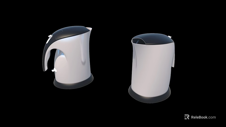 Two Modern White Electric Kettles As Sleek Household Appliances For Daily Use 3d model 