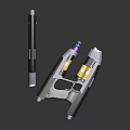Futuristic Sci Fi Weapon Design With Black White Yellow Accents And Glowing Parts
