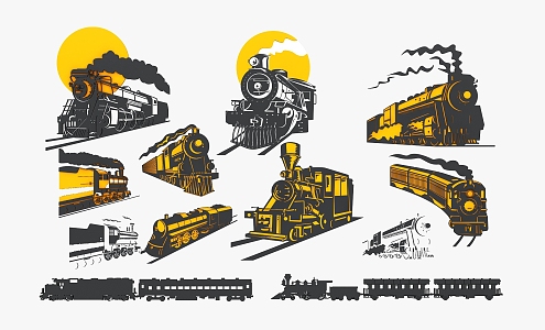 Vehicle Railcar Train Steam Train Silhouette Carving Pattern 3d model