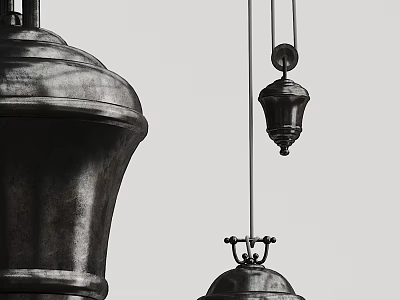 Vintage Industrial Metal Chandelier With Hanging Chains And Decorative Shades Design 3d model