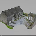 Traditional Stone Cottage Featuring Slate Roof Multiple Windows Courtyard And Green Grass Area