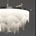 Modern Chandelier With White Wave Pattern Shade And Brass Metal Frame Design