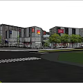 Vibrant Modern Commercial Street Featuring Glass Facades Busy Shops Pedestrians And Outdoor Areas