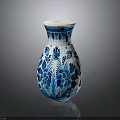 Blue And White Ceramic Vase With Delicate Floral Pattern For Home Decor