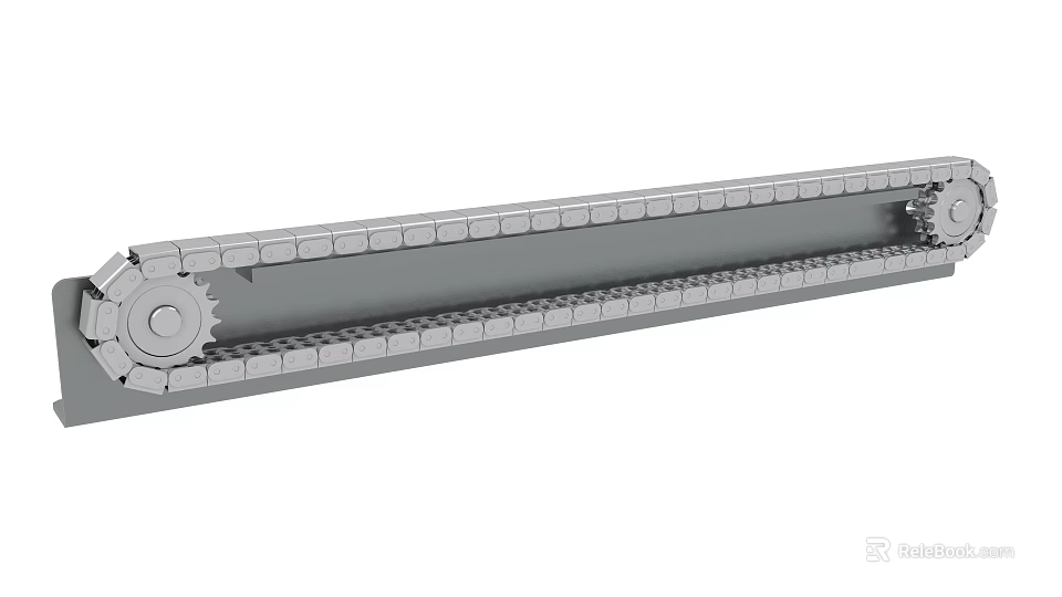 Heavy Duty Industrial Conveyor Belt Equipment With Metal Chain Roller Structure 3d model 