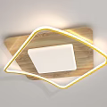 Modern Ceiling Lights With Wooden Frames And LED Strips In Various Shapes 3d model