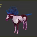 Red and White Horse Character with Dark Spiky Mane in 3D Rendering