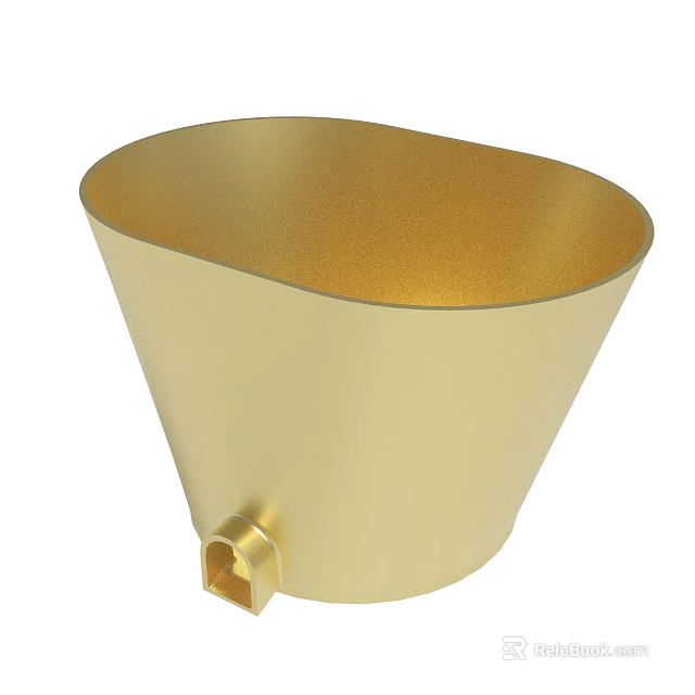 Golden Modern Metal Funnel Shaped Container With Base Connector Design 3d model 