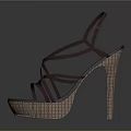 Women's High Heel Sandals With Crisscross Straps Block Heel And Woven Platform Sole