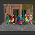 Group of People Standing in Front of Red Brick Building Holding Shopping Bags