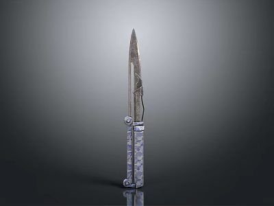 Decorative Folding Knife With Slim Sharp Blade And Patterned Handle Design 3d model