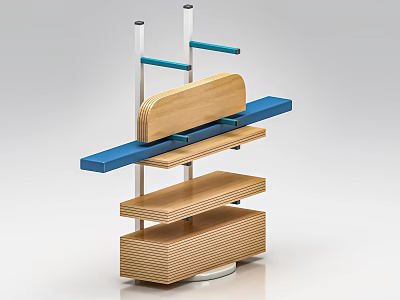 Medical Rehabilitation Equipment With Wooden Frame And Blue Multi Layer Supports 3d model