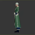 3D Fantasy Character Model With White Hair Green Robe And Intricate Accessories