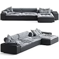 Modern Gray Sectional Sofa With Plush Cushions Soft Fabric And Corner Design 3d model