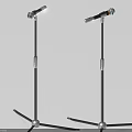 Two Professional Microphones with Stands as Essential Entertainment Appliances for Performances