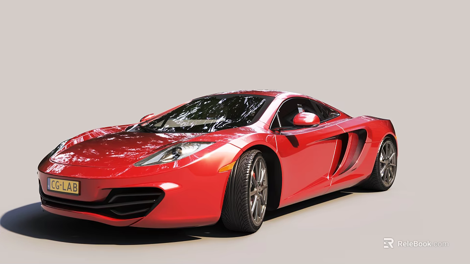 Red Sports Car With Sleek Body Design Black Wheels And Modern Headlights 3d model 