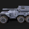 Futuristic Military Tank With Six Wheels Gray Armor And Cannon Design