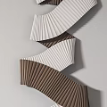Modern 3D Wall Decor With Folded Design In White Blue And Brown Colors