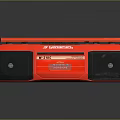 Red Supersonic IC220 Boombox Radio With Black Speakers And Control Buttons