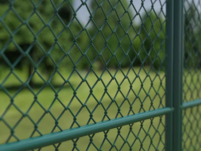 Green Chain Link Fence with Mesh Design for Outdoor Garden and Yard 3d model