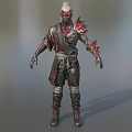 Game And Movie Character With White Hair Red Markings Black Outfit And Red Spikes
