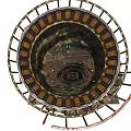 Natural Underground Rock Formation Scene Featuring Circular Metal Frame And Vehicle