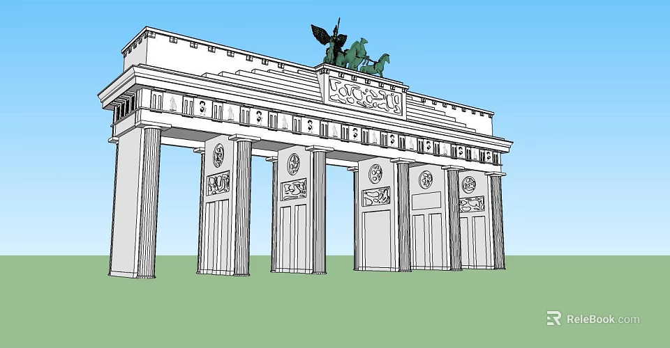 Brandenburg Gate White Architectural Structure With Columns Statue And Decorative Reliefs 3d model 