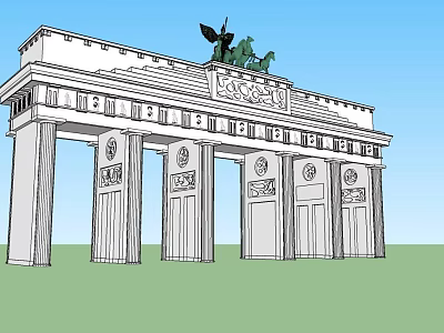 Brandenburg Gate White Architectural Structure With Columns Statue And Decorative Reliefs 3d model
