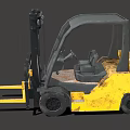 Yellow Forklift With Black Mast Cab And Front Forks For Industrial Use