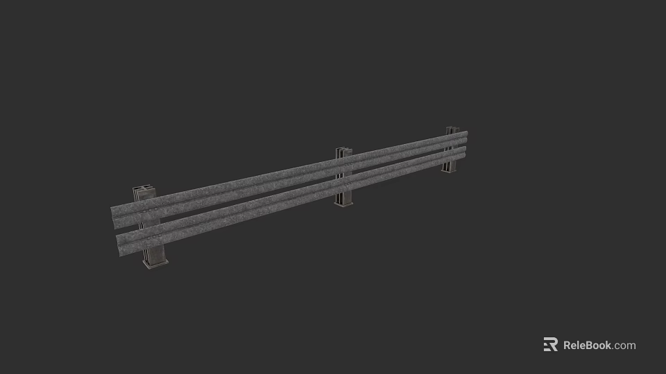 Sturdy Metal Fence With Horizontal Railings For Outdoor Boundary Protection 3d model 