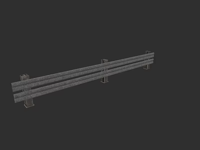 Sturdy Metal Fence With Horizontal Railings For Outdoor Boundary Protection 3d model