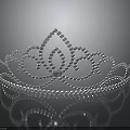 Elegant Silver Tiara with Intricate Pearl Design and Reflection on Black Background