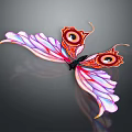 Artistic Decorative Butterfly Featuring Gradient Pink Purple Blue Wings Orange Edges Red Black Eye Patterns