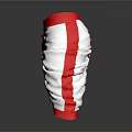 Stylish White And Red Ruffled Shorts With Elastic Red Waistband Design