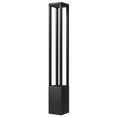 Modern Black Outdoor Light Featuring Multiple Vertical Long Strip Poles And Square Base 3d model