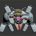 Pink Haired Character Riding On White Mech With Mechanical Legs And Armor