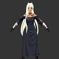 Game And Movie Character With Long White Hair Dark Dress And Black Gloves