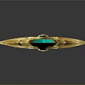 Ornate Fantasy Sword With Turquoise Blade Golden Decoration And Green Gemstone