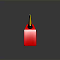 Red Industrial Fuel Container With Black And Yellow Hoses And Safety Label