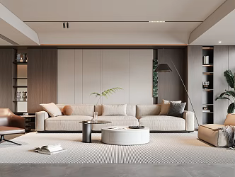 Modern Living Room Sofa Coffee Table Combination Leisure Sofa Floor Lamp Hanging Painting Jewelry Ornaments 3d model