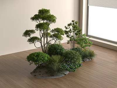 shrub ball flower border plant combination flowers and plants pile 3d model