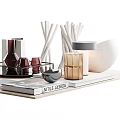 Modern Minimalist Decorative Ornament Set With Ceramic Vases Metal Candle Holders And Books