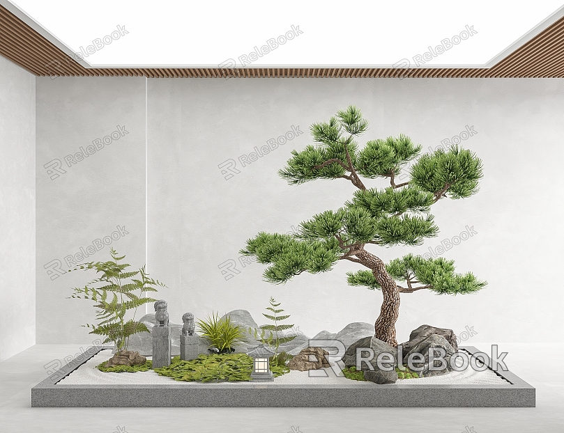 New Chinese style landscape sketch interior landscape landscaping courtyard landscape sketch landscape tree model