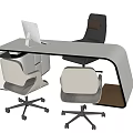 Modern Office Desk With Apple iMac On Top And Black Gray Office Chairs