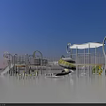 Fun Colorful Outdoor Playground Equipment With Round Platforms Slides Climbing Nets And Mushroom Canopies
