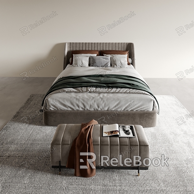 Bed Double Bed Bedroom Bed Hotel Queen Bed model