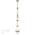 Modern Chandelier With Glass Oval And Rectangular Pendants And Metal Accents