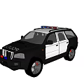 Black and White Police SUV Car With Emergency Lights On Top