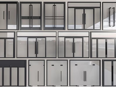 Modern Interior Casement Windows With Black Frames And Various Design Styles 3d model